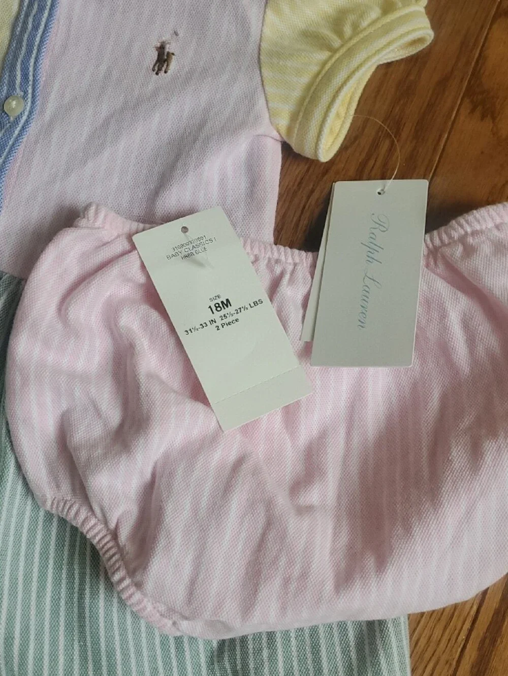 NWT Ralph Lauren Pastel Color BlockedMulti-Striped Polo Dress with Bloomers